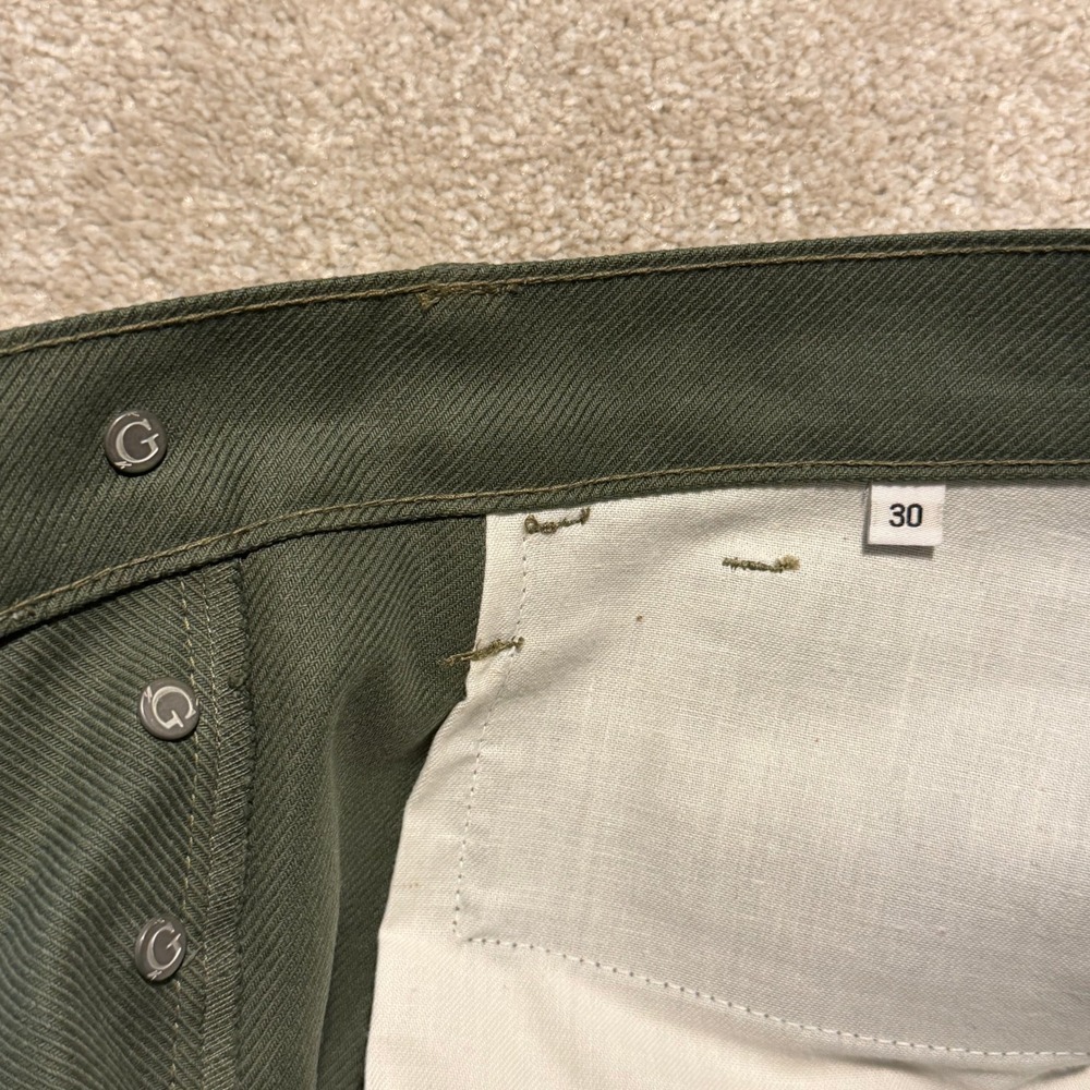 Gustin Jeans Mens 30 California Skinny Olive Green Button Fly NWOT - Picture 4 of 10